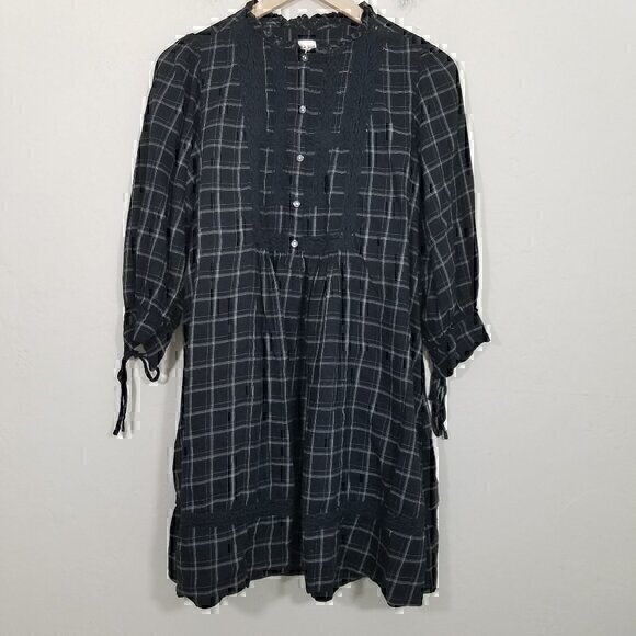 LA VIE Rebecca Taylor Plaid Dress with Pockets Black Size M - Picture 1 of 7